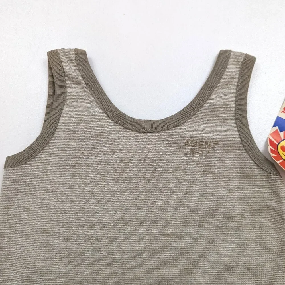 Vintage Tog-A-Longs Tank Top Boys Sz 2-3T Retro Beige Tan Ringer Basic Casual